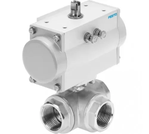 Шаровой кран с приводом Festo VZBM-A-1 1/2-RP-25-F-3L-B2-PB120 Ру25 Ду40 (PN25 DN40)