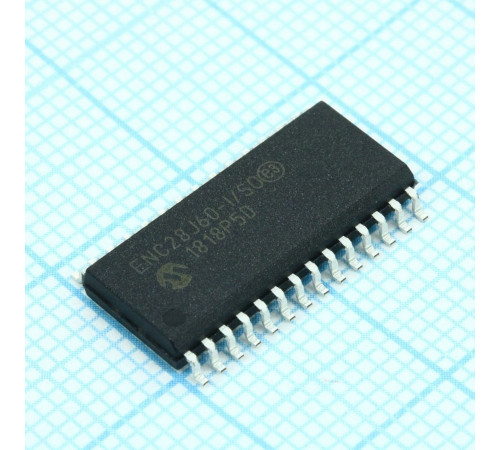 ENC28J60-I/SO, Контроллер Ethernet 10МБит с интерфейсом управления SPI -40...+85С ENC28J60-I/SO, Контроллер Ethernet 10МБит с интерфейсом управления SPI -40...+85С