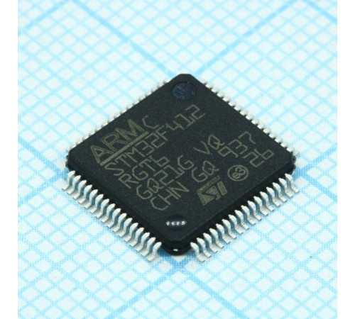 STM32F412RGT6, Микроконтроллер STM 32-бит ядро ARM Cortex M4 RISC 1МБ Флэш-память электропитание 3.3В 64-Pin LQFP лоток STM32F412RGT6, Микроконтроллер STM 32-бит ядро ARM Cortex M4 RISC 1МБ Флэш-память электропитание 3.3В 64-Pin LQFP лоток