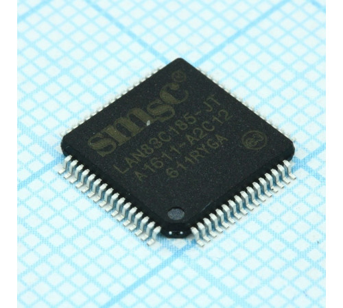LAN83C185-JT, Высокопроизводительный однокристальный интерфейс Ethernet с низким энергопотреблением 10/100 Мбит/с TQFP-64 LAN83C185-JT, Высокопроизводительный однокристальный интерфейс Ethernet с низким энергопотреблением 10/100 Мбит/с TQFP-64