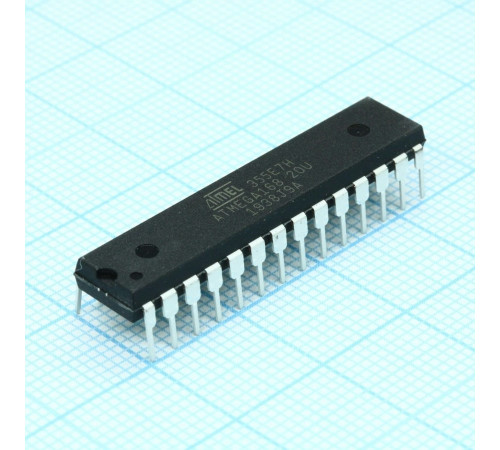 ATMEGA168-20PU, Микроконтроллер AVR 16K-Флэш-память/1K-ОЗУ/512-ЭППЗУ + 8x10 АЦП, электропитание 2,7...5,5В ATMEGA168-20PU, Микроконтроллер AVR 16K-Флэш-память/1K-ОЗУ/512-ЭППЗУ + 8x10 АЦП, электропитание 2,7...5,5В