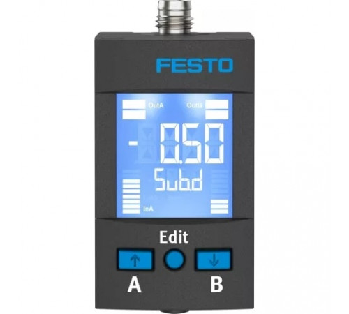 Датчик давления Festo SPAU-P10R-H-T532D-L-PNLK-PNVBA-M12D Датчик давления Festo SPAU-P10R-H-T532D-L-PNLK-PNVBA-M12D